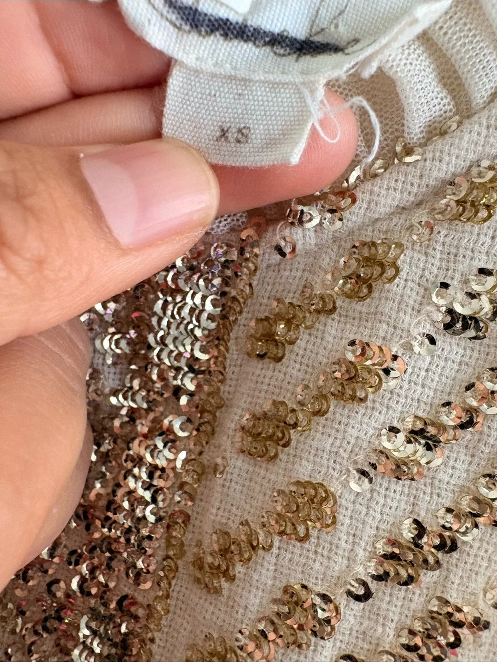Anthropologie Let It Be Sequined Embroidered Puff-Sleeve Blouse Size xs